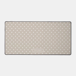 Beige And White Polka Dots Pattern With Name Schreibtischunterlage