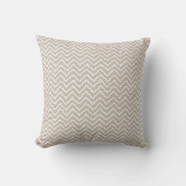 Beige And White Squiggly Chevron Zigzag Pattern Kissen