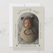 Beige Ankündigung der Geburt des Fotos mit einfach (Vorderseite)