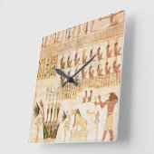 Beige antike ägyptische Hieroglypics Wall Clock Quadratische Wanduhr (Winkel)