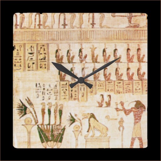 Beige antike ägyptische Hieroglypics Wall Clock Quadratische Wanduhr