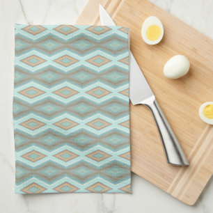 Beige Aqua Türkis Mintgrün Quadrate Kunst Geschirrtuch