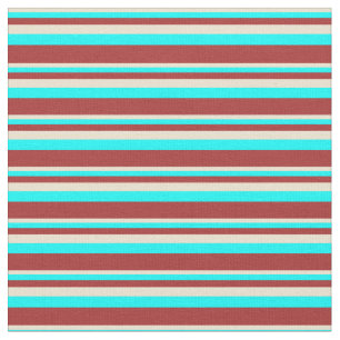 Beige, Aqua und braune farbige Linien Stoff