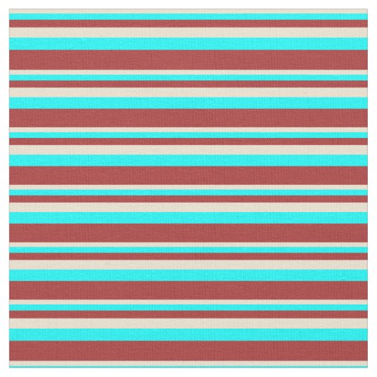 Beige, Aqua und braune farbige Linien Stoff (Nahaufnahme)