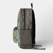 Beige Aquamarin Blue Green Taupe Brown Tribal Must Bedruckter Rucksack (Rechts)