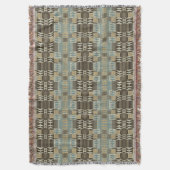Beige Aquamarin Blue Green Taupe Brown Tribal Must Decke (Vorderseite Vertikal)
