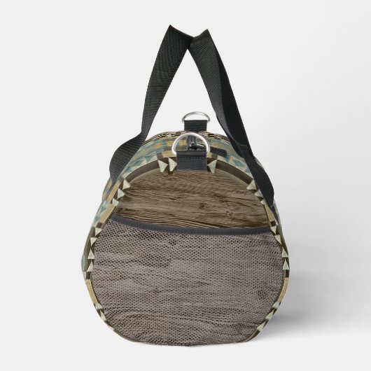 Beige Aquamarin Blue Green Taupe Brown Tribal Must Duffle Bag (Rechts)