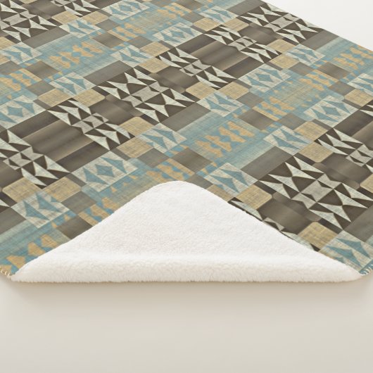 Beige Aquamarin Blue Green Taupe Brown Tribal Must Sherpadecke (3/4)