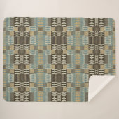 Beige Aquamarin Blue Green Taupe Brown Tribal Must Sherpadecke (Vorderseite (Horizontal))