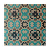 Beige Aquamarine schwarz geometrische Mosaik Stone Fliese (Vorderseite)