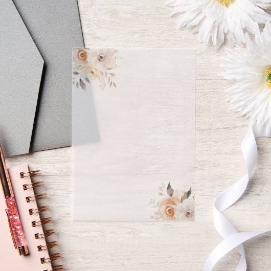 Beige Aquarellfarben-Blume Hochzeitsüberlagerung Pergament Einladungen (Hochzeit)