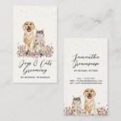 Beige Aquarellhunde Katzen Haustiere Sitter Visitenkarte (Vorne/Hinten)