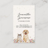 Beige Aquarellhunde Katzen Haustiere Sitter Visitenkarte (Rückseite)