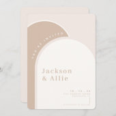 Beige Arch Boho Minimalistische Hochzeitseinladung Einladung (Vorne/Hinten)