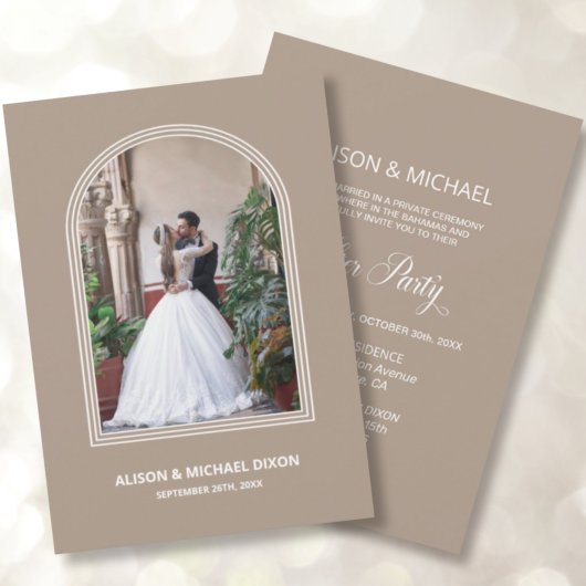 Beige Arch Custom Foto Hochzeitsempfang Einladung