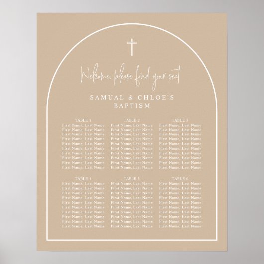 Beige Arch Minimal Gemeinsame Weihnachtssitzkarte Poster (Vorne)