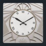 Beige Art Deco Uhr - Stilvolle Abstrakte Linien<br><div class="desc">"art Deko clock",  "art nouveau clock",  "white creme light beige",  "1920s geometric symmetric lines",  "stilvoll eleganter 1920er Style",  "smart gray luxy",  "retro Vintag luxuriöse antique",  "elegantes Linienmuster Design",  "glamouröse glam quadratische Uhr",  "klassierter klassischer neutraler Glamour ""</div>