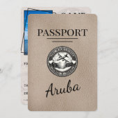 Beige Aruba Passport Save the Date (Vorne/Hinten)