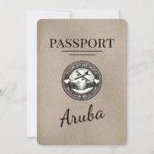 Beige Aruba Passport Save the Date (Vorderseite)