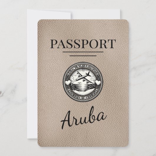 Beige Aruba Passport Save the Date (Vorderseite)