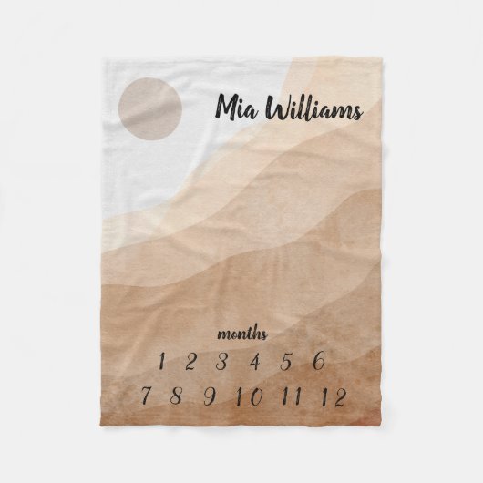 Beige Ästhetik Baby Monthly Meilenstein Fleecedecke (Vorderseite)