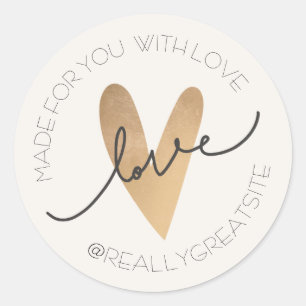 Beige-Ästhetik-Gold-Mit-Liebe-Kreis-Sticker Runder Aufkleber