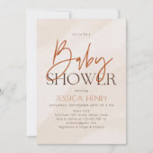 Beige Ästhetik Moderne Babydusche Einladung (Vorderseite)