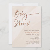 Beige Ästhetik Moderne Babydusche Einladung (Vorderseite)