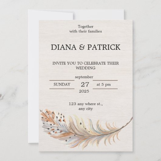 Beige ästhetische Hochzeitseinladung Einladung (Vorderseite)