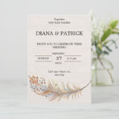 Beige ästhetische Hochzeitseinladung Einladung (Stehend Vorderseite)