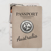 Beige Australia Passport Save the Date (Vorne/Hinten)