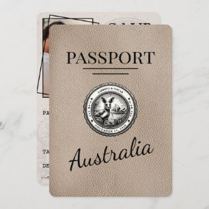 Beige Australia Passport Save the Date
