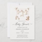 Beige Baby Clothes And Toys Baby Shower Einladung (Vorderseite)