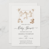 Beige Baby Clothes And Toys Baby Shower Einladung (Vorne/Hinten)