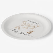 Beige Baby Clothes And Toys Baby Shower Pappteller (Schrägansicht)