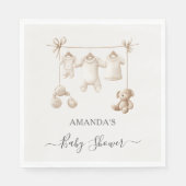 Beige Baby Clothes And Toys Baby Shower Serviette (Vorderseite)