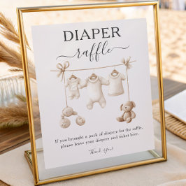 Beige Baby Clothes And Toys Diaper Raffle Sign Poster