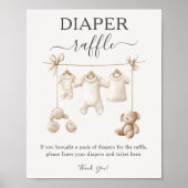 Beige Baby Clothes And Toys Diaper Raffle Sign Poster (Vorne)