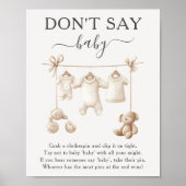 Beige Baby Clothes And Toys Don't Say Baby Sign Poster (Vorne)