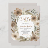 Beige Baby in Bloom Blume Girl Baby Dusche Einladung (Vorne/Hinten)