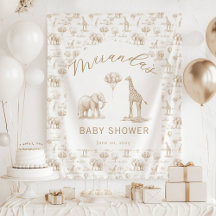 Beige Baby Showbanner Safari Toile