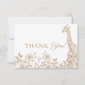 Beige Baby Shower Toile Safari Danke Karte (Vorderseite)