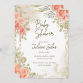 Beige Babydusche florale Flachbildschirm Ankündigung (Vorne/Hinten)