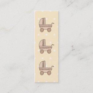 Beige BabyPram. Auf pickeligem Hintergrund Mini Visitenkarte