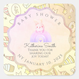 BEIGE babyshower Adorable cute Celebration  Quadratischer Aufkleber