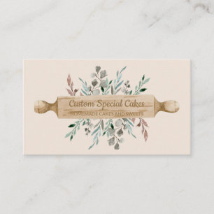 Beige Bäckerei Kochen Rollend Button Konditorei Ko Visitenkarte