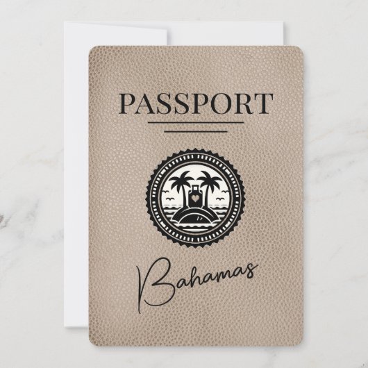 Beige Bahamas Passport Save the Date (Vorderseite)