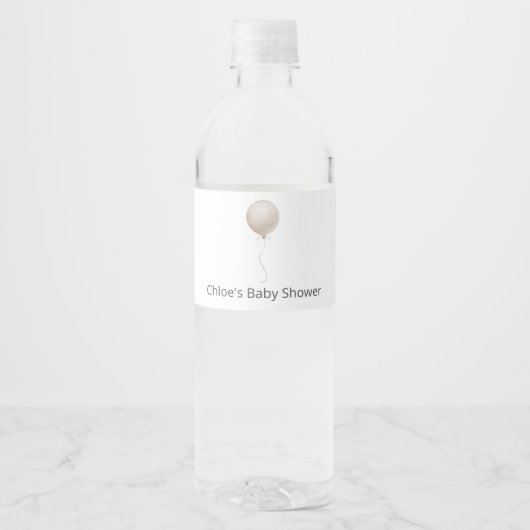 Beige Balloon Babydusche Wasserflaschenetikett (Vorderseite)