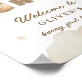 Beige Balloons Teddy Bear Erster Geburtstag Willko Poster (Ecke)