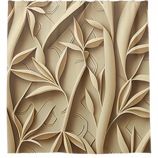 Beige Bambus Duschvorhang - Elegantes Design (Vorderseite)